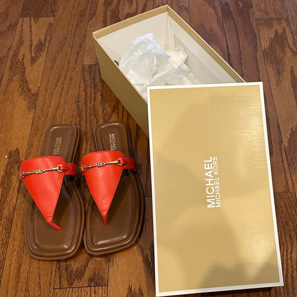Michael Kors Bold Orangeish/Red Women’s Flip-Flops